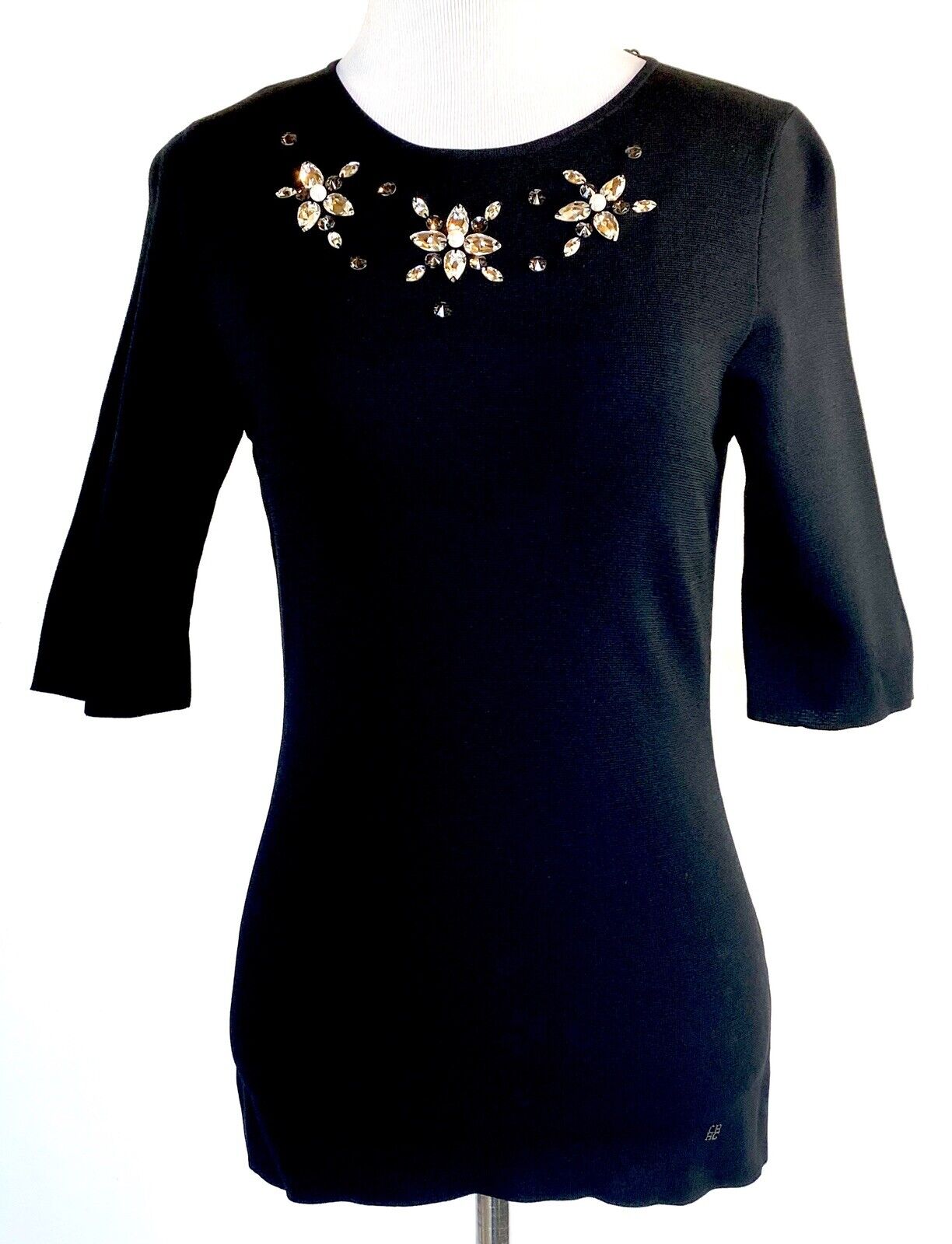 Carolina Herrera Diamanté Bead Keyhole Back Top NWT Retail $315 Price $194 XS