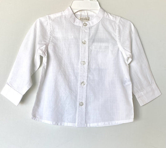 Monsoon London Nehru White Cotton Long Sleeve Shirt 6-12 M  Price $32