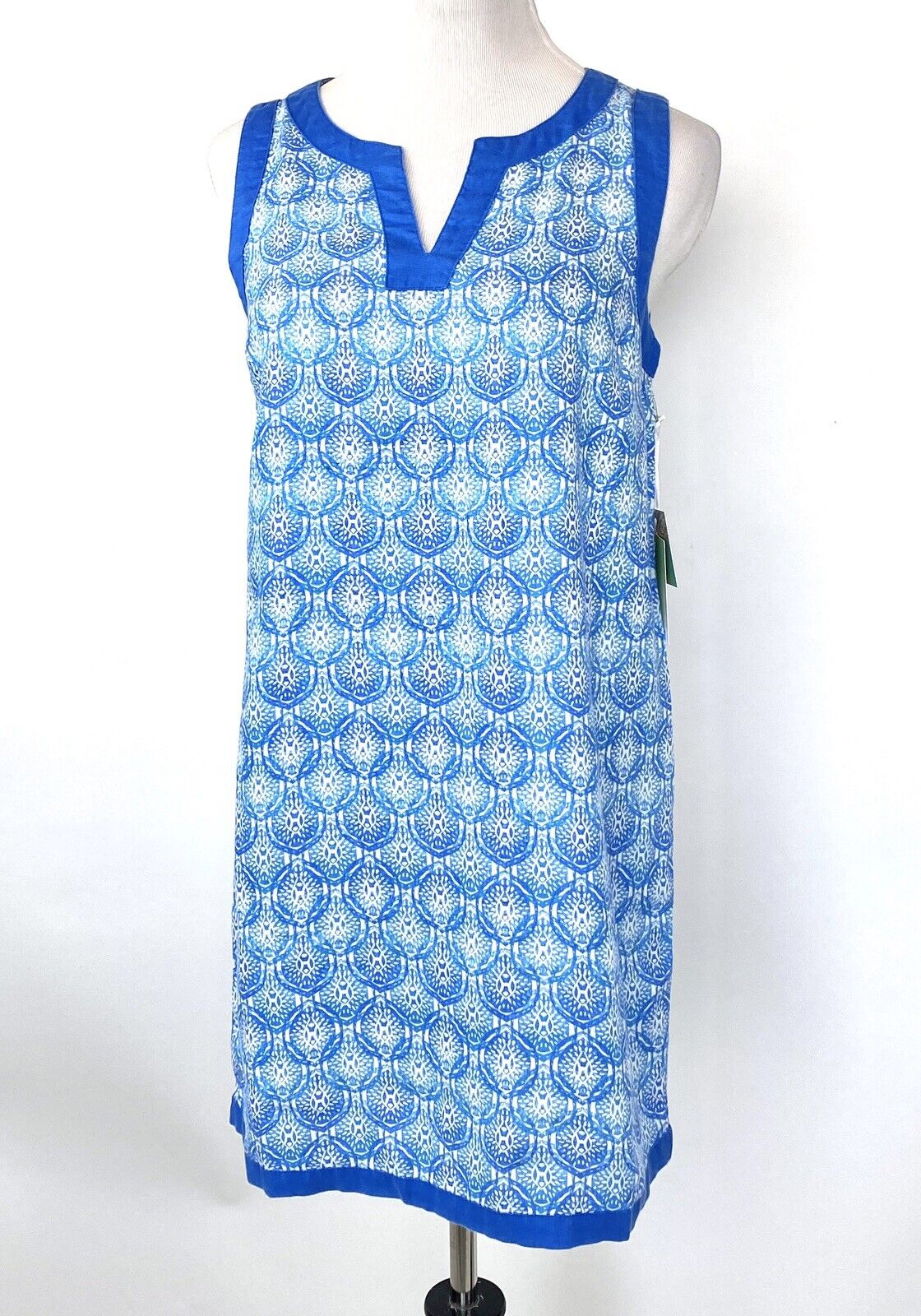 Sigrid Olsen 100% Linen Blue Sleeveless Dress. Retail $119 Price $55 Size M NWT