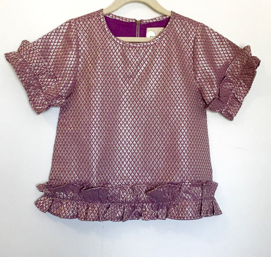 Peek Lilac And Gold Ruffle Top. NWT Age XS (2-3) Price $23.98 (Retail $48)