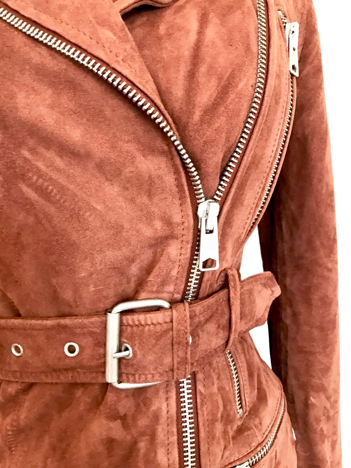 AllSaints Chiltern Brick Brown Leather Coat. NWT Retail $830 Price $455 Size 00