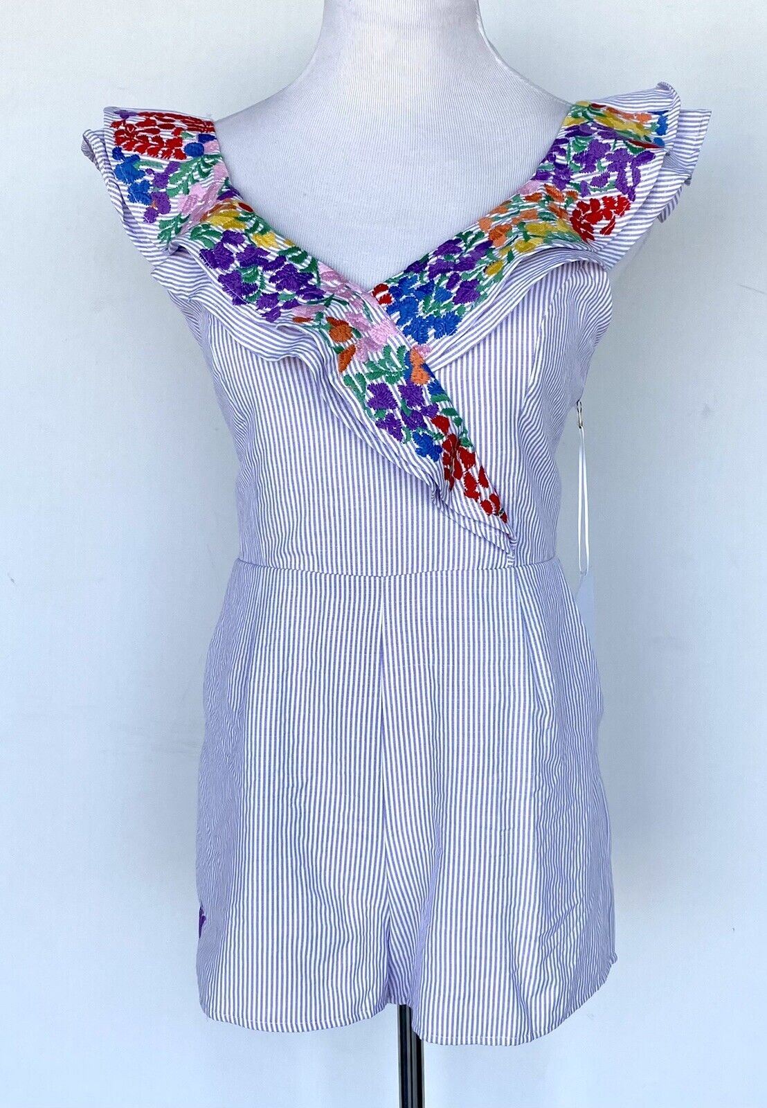 NWT J Marie embroidered  Merida romper Stripe size Medium Retail $88 Price $49