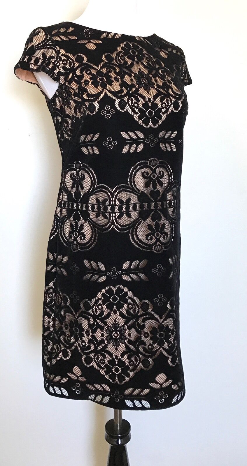 Eliza J Black Velvet & Lace Dress Nude Slip NWT Retails $138 Price $69 Size 6P