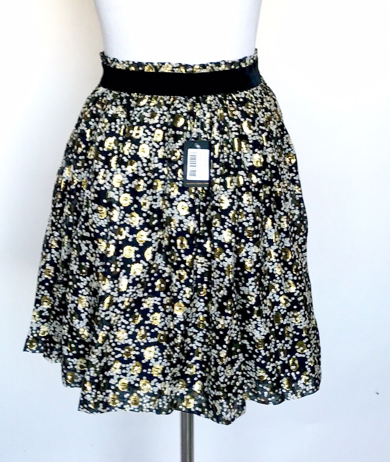 Maison Scotch Scotch & Soda Silk Gold Black Skirt NWT Retail $195 Price $43 XS