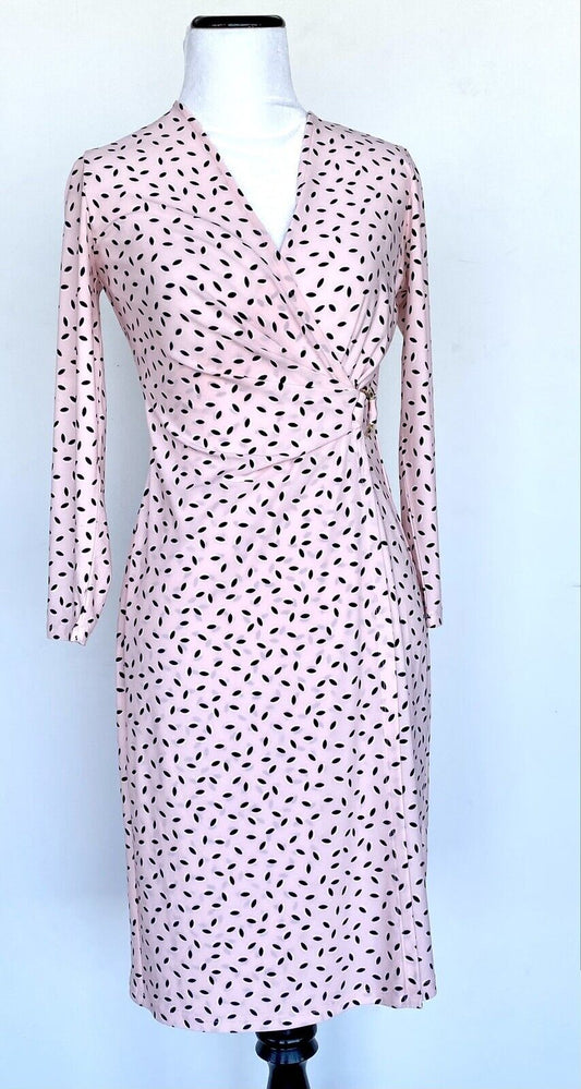 Anne Klein Pink Stretch Gold Buckle Wrap Dress Size XS Retail $119 Price $59 NWT