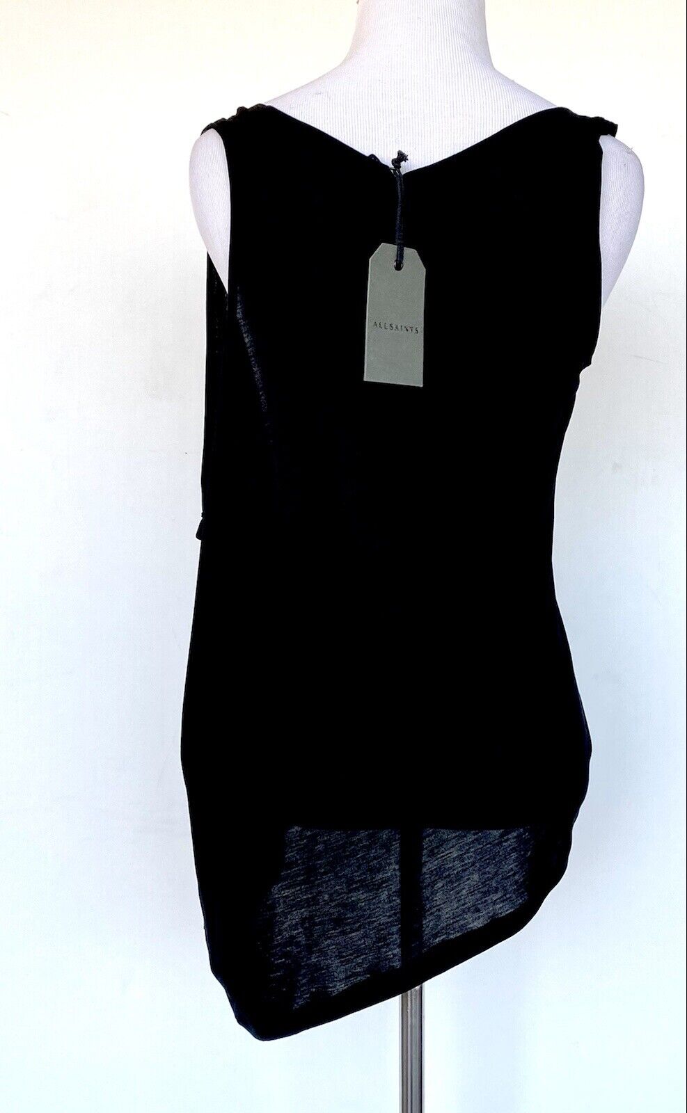 AllSaints Black Loft Mod Vest Tee Retails $65 Price $49 Size S Asymmetrical