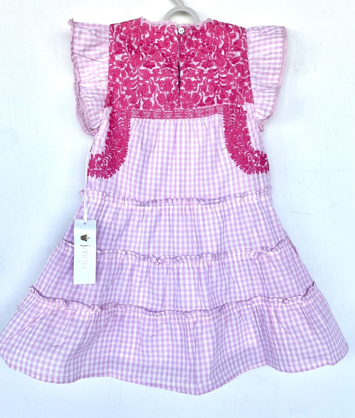 J Marie embroidered Dorothy Dress 5T Retail $102 Price $49 Gingham Pink