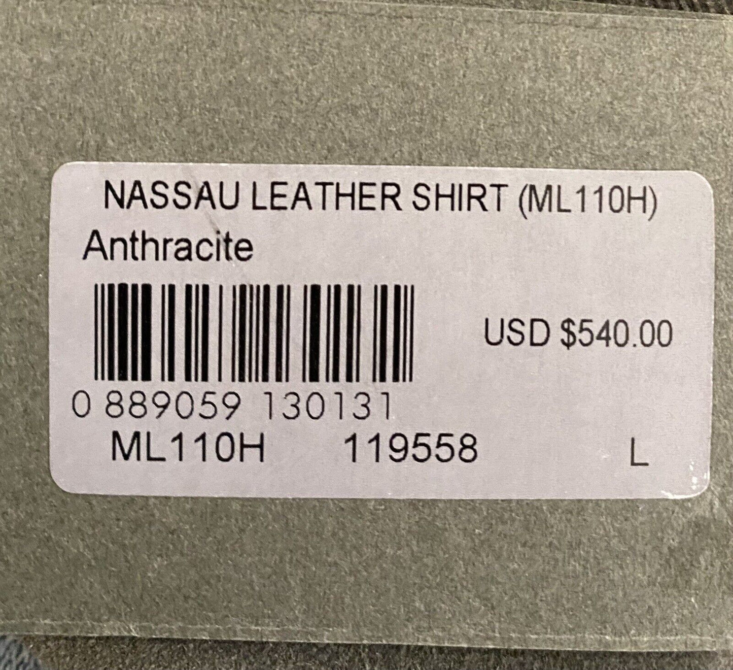 Allsaints Soft Leather Shirt L Retail $540 Price $320 Anthracite