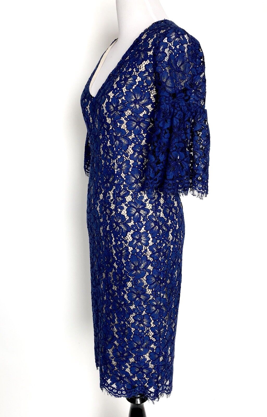 Alexia Admor Blue Lace Dress. Ruffle Bell Sleeve. Retail $265. Price $125 XS NWT