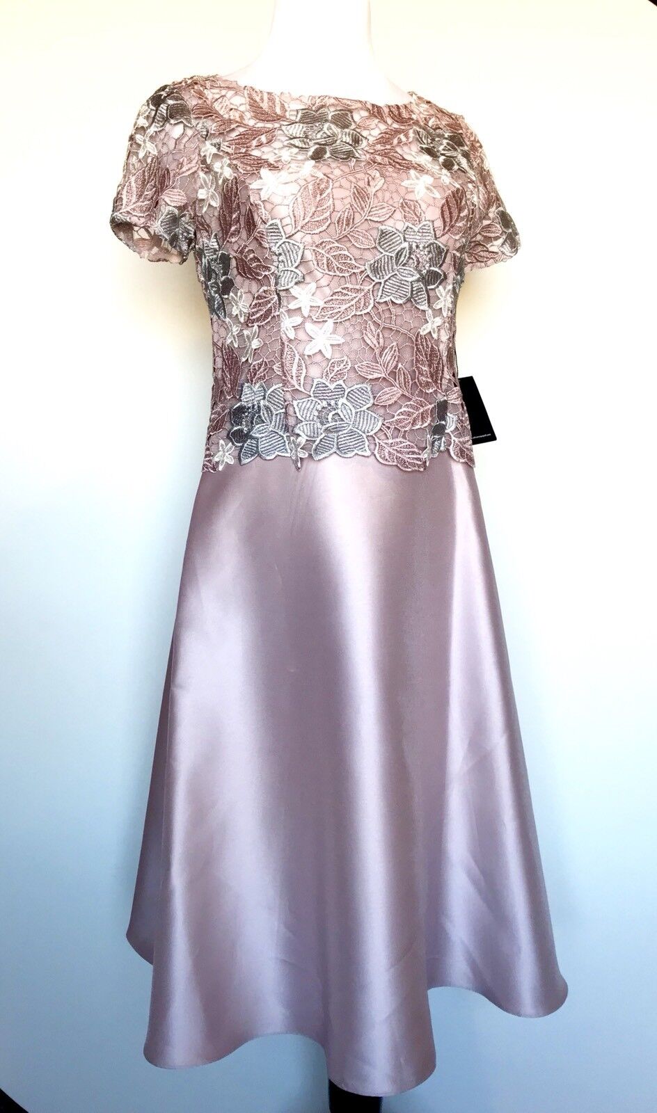 Adrianna Papell Pale Lilac Lace Body Formal Dress Size 8 Retail $229  Price $139