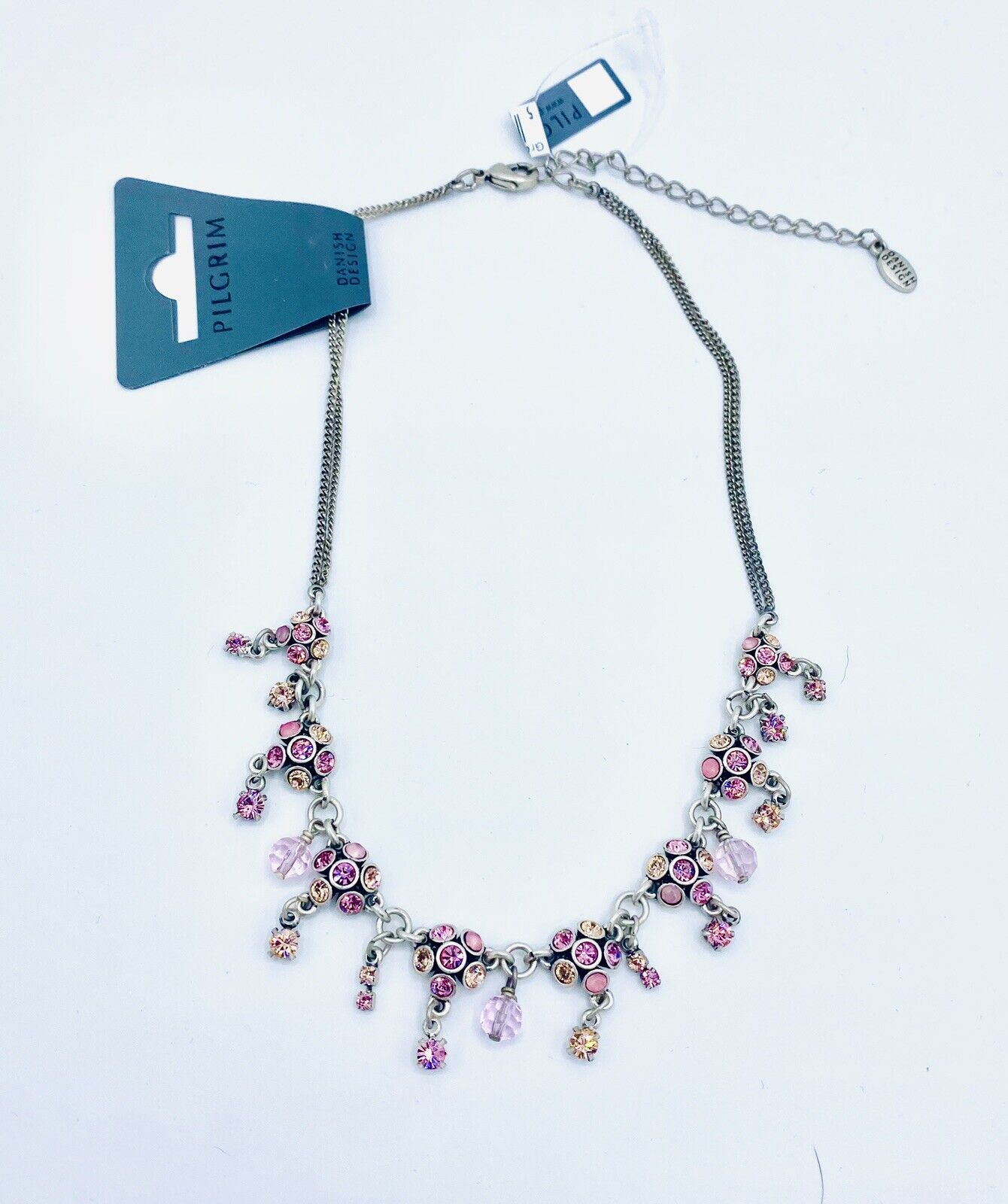 Pilgrim Genuine Swarovski Crystal Sterling Silver Plated Necklace. NWT Price $16