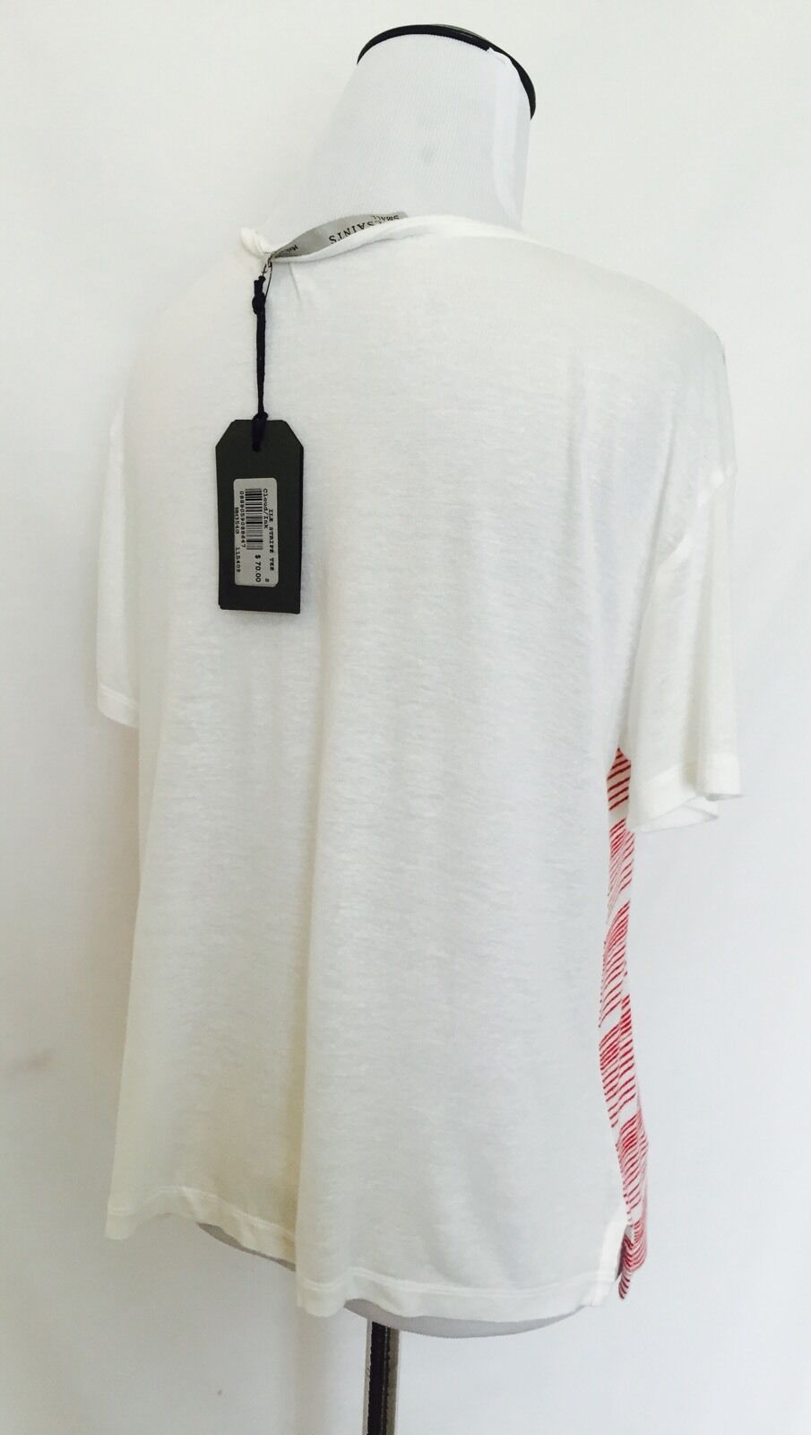 AllSaints Ile Stripe Linen Mix Red Ivory Tee. NWT Retail $70 Price $32 Size M