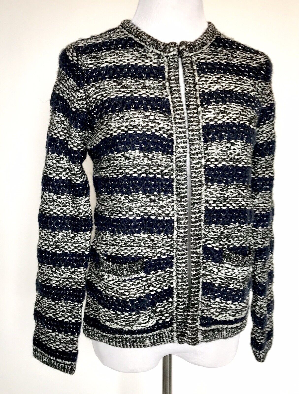 MOTH Anthropologie Navy Cardigan Sweater Jacket Size S Retail $138 Price $69