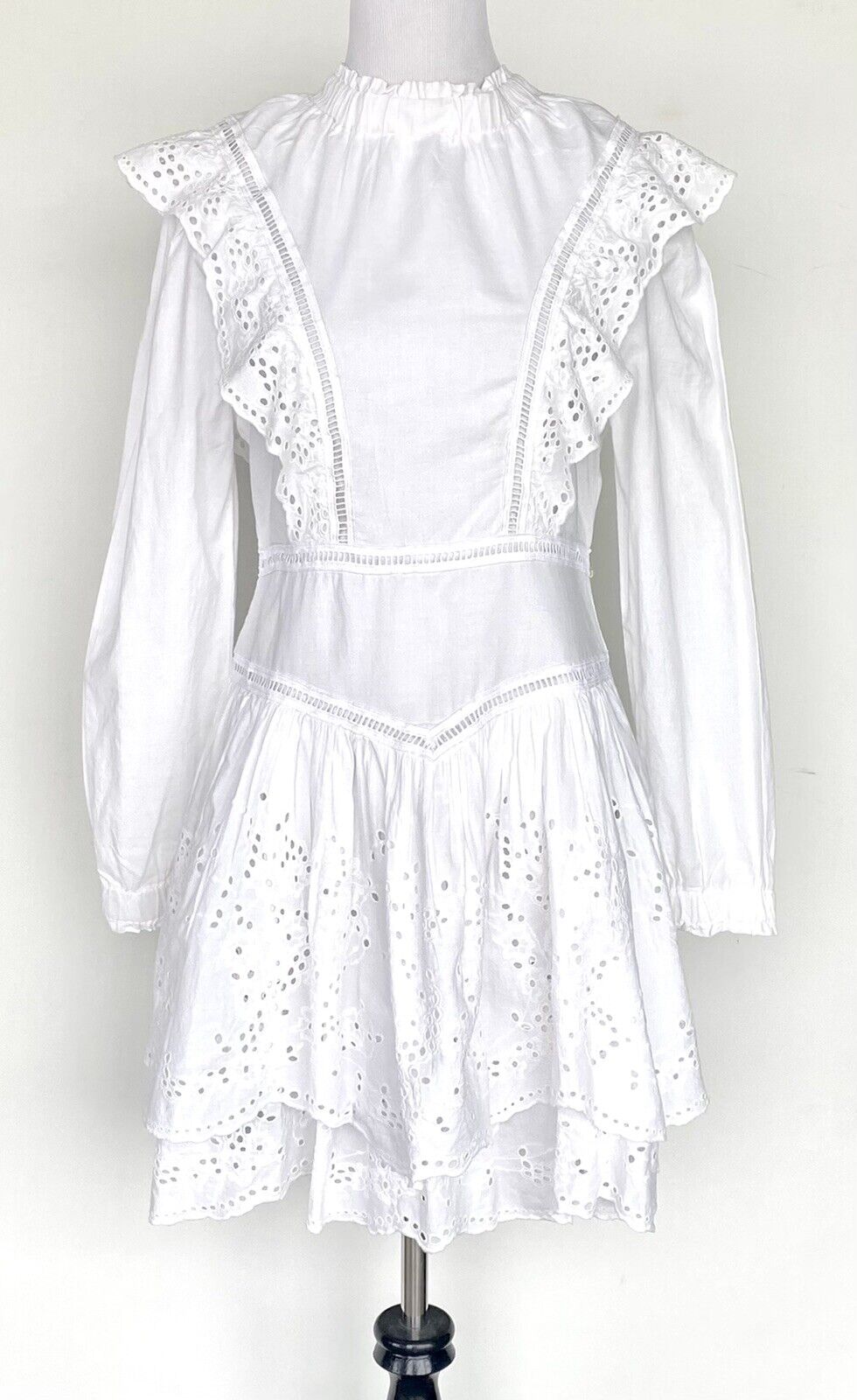 Allsaints Aislyn Broiderie Eyelet White Dress NWT Size 2 Retail $290 Price $158