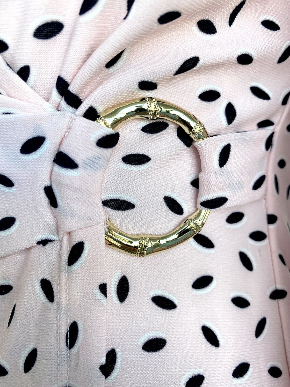 Anne Klein Pink Stretch Gold Buckle Wrap Dress Size XS Retail $119 Price $59 NWT