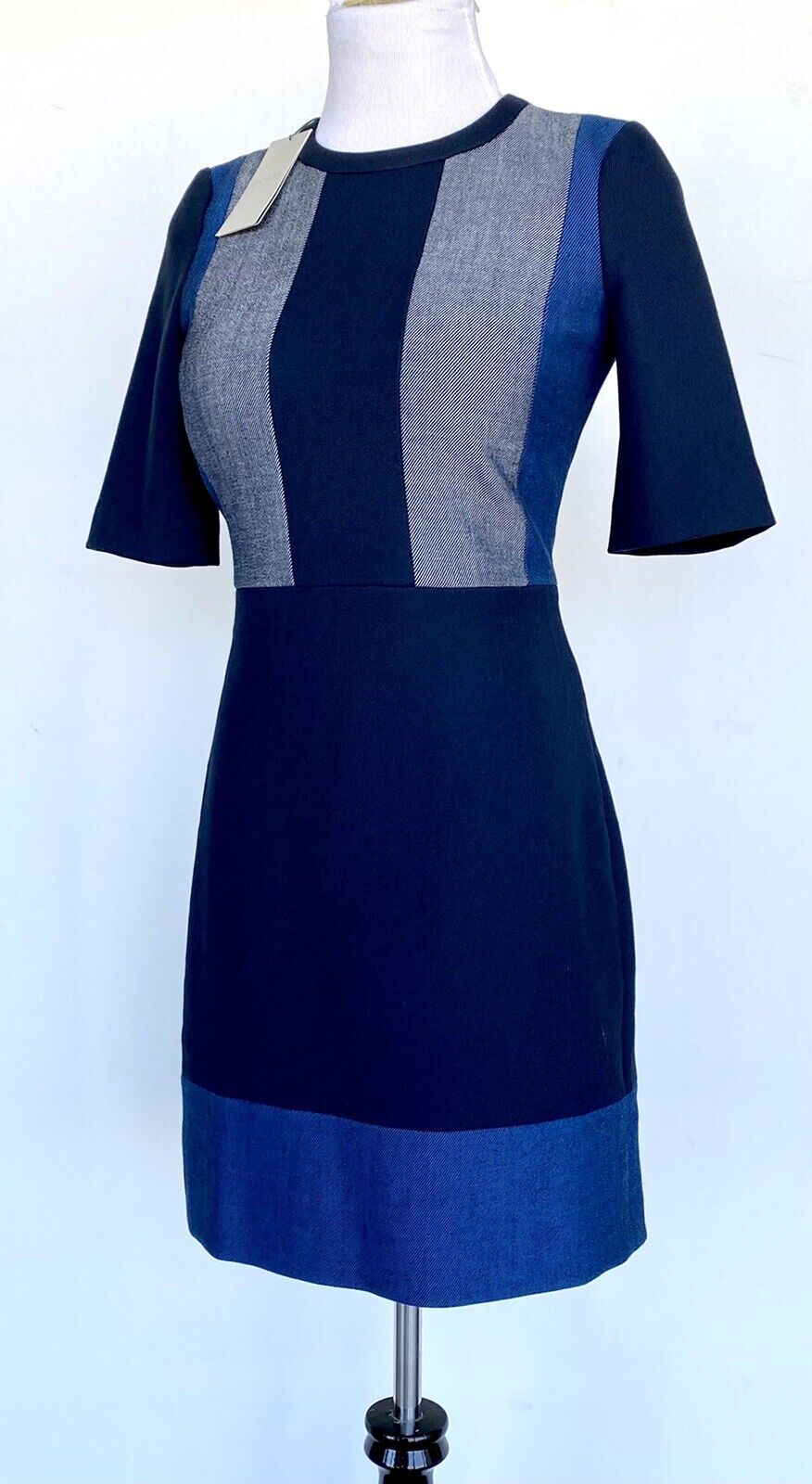 HOBBS LONDON Bea Navy Azure Short Sleeve Dress size 4 Retail $290 Price $134 NW