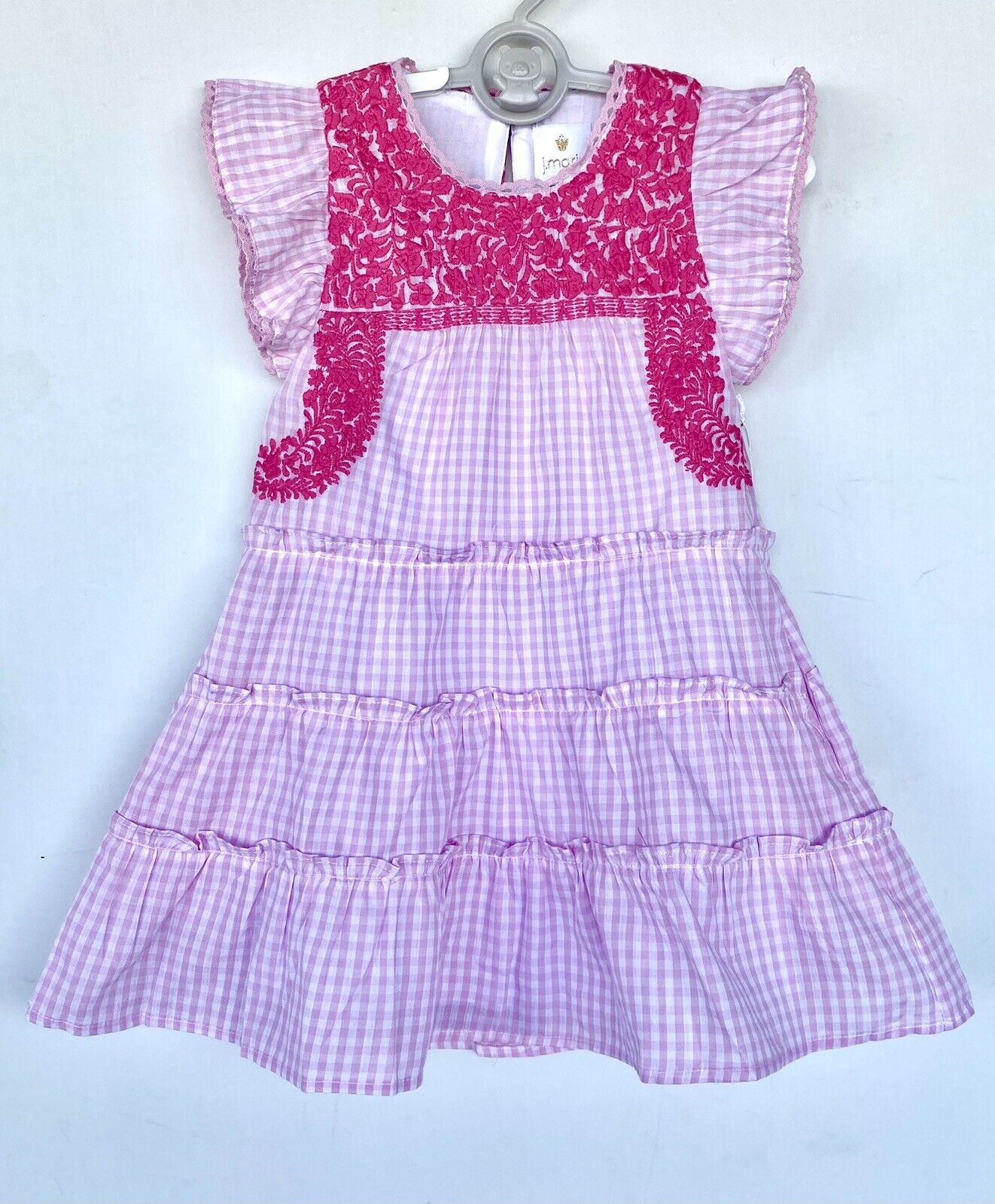 J Marie embroidered Dorothy Dress 2T Retail $102 Price $49 Gingham Pink