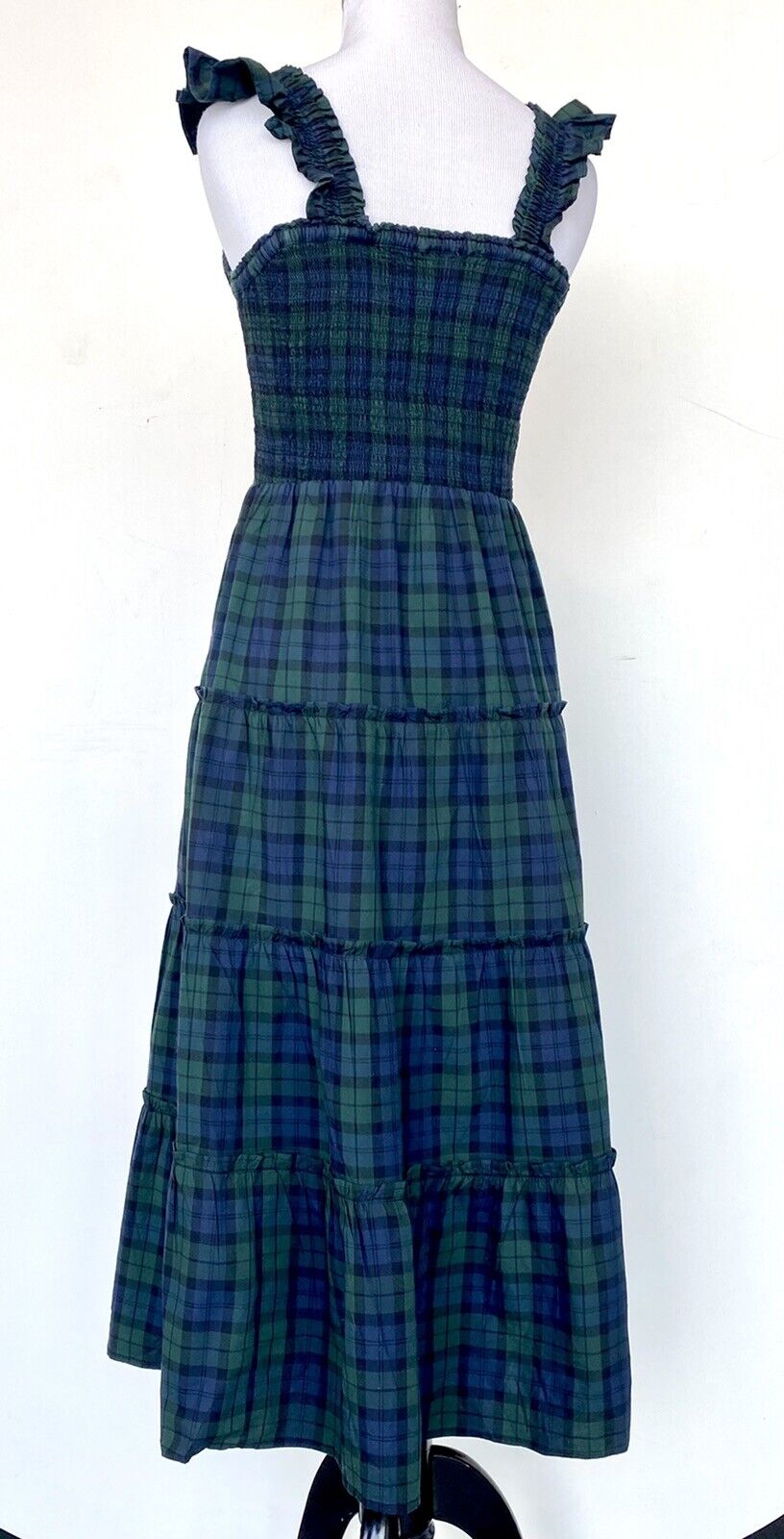 J.Crew Tartan Plaid Smocked Bodice Size XS Retail $128 Price $69 Cotton Poplin