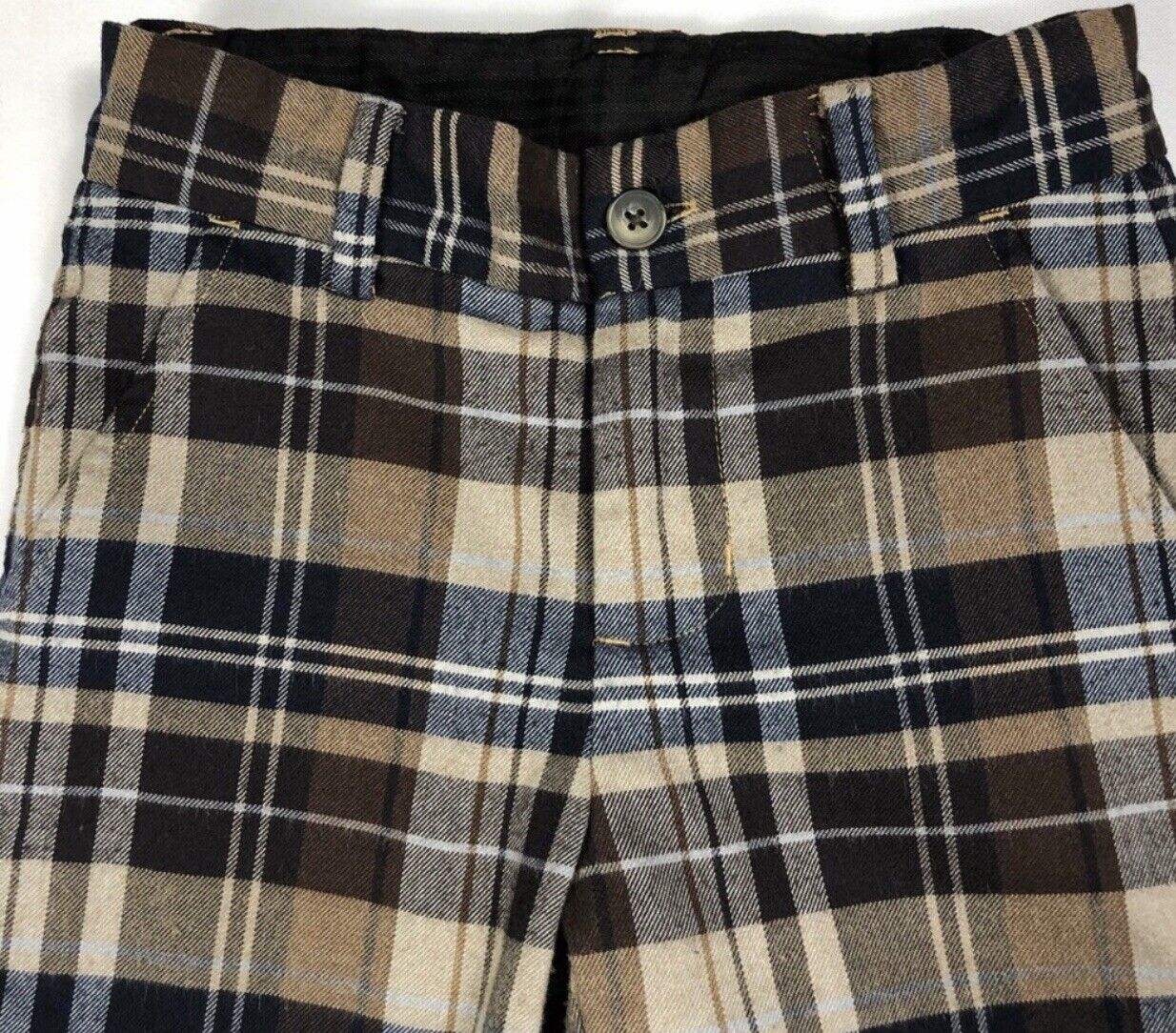 Janie And Jack Tan Brown &Navy Plaid Pants 18-24 M NWT Retail $59 Price $32