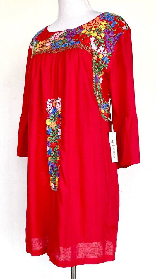 J Marie embroidered Catherine Dress bell sleeve XSmall Retail $104 Price $69 NWT