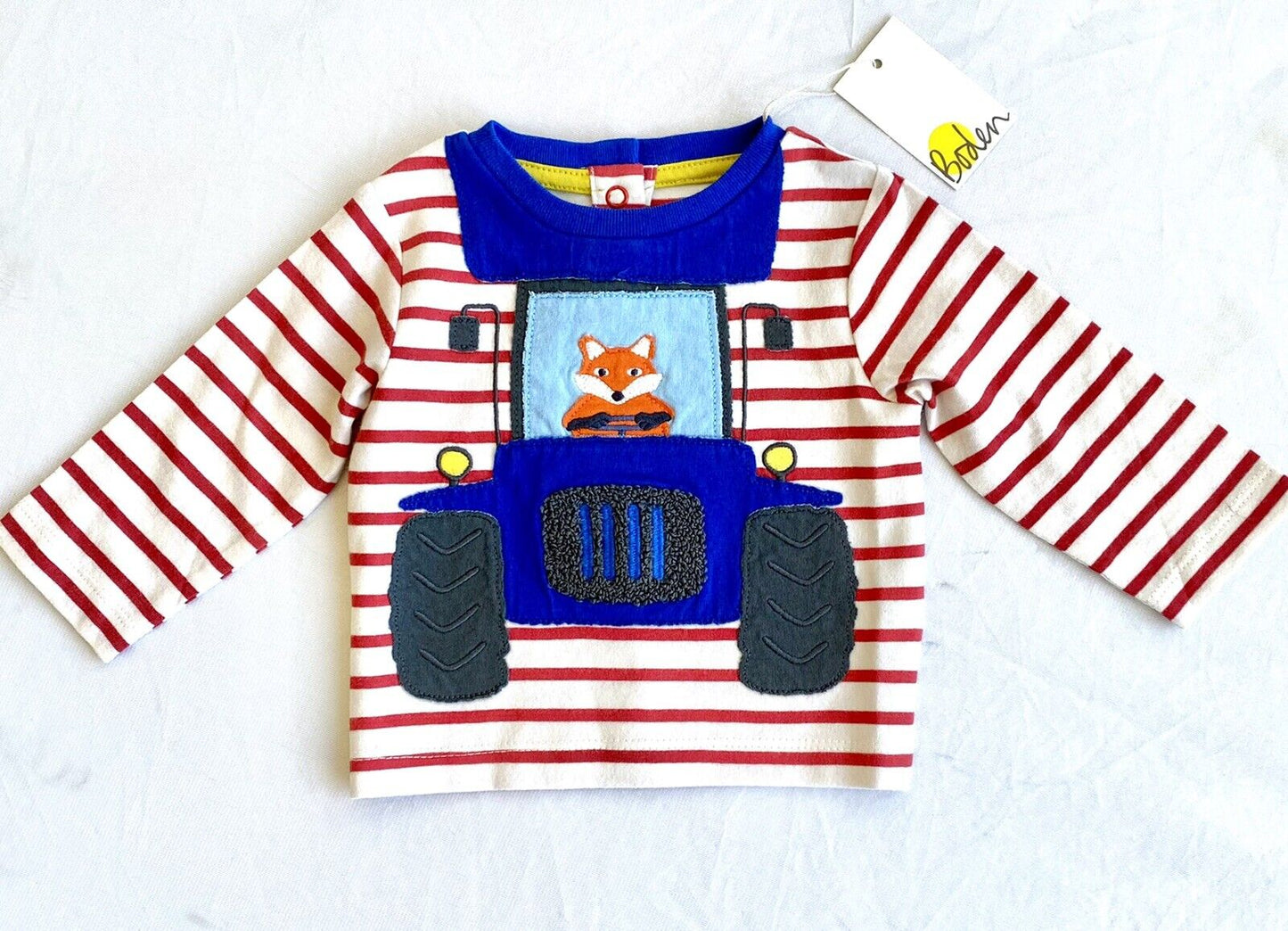 Mini Boden Tractor & Fox Reversible Top 0-3 Month Price $28 NWT
