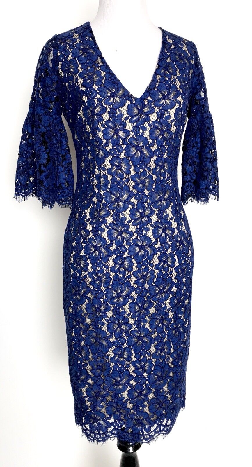 Alexia Admor Blue Lace Dress. Ruffle Bell Sleeve. Retail $265. Price $125 XS NWT