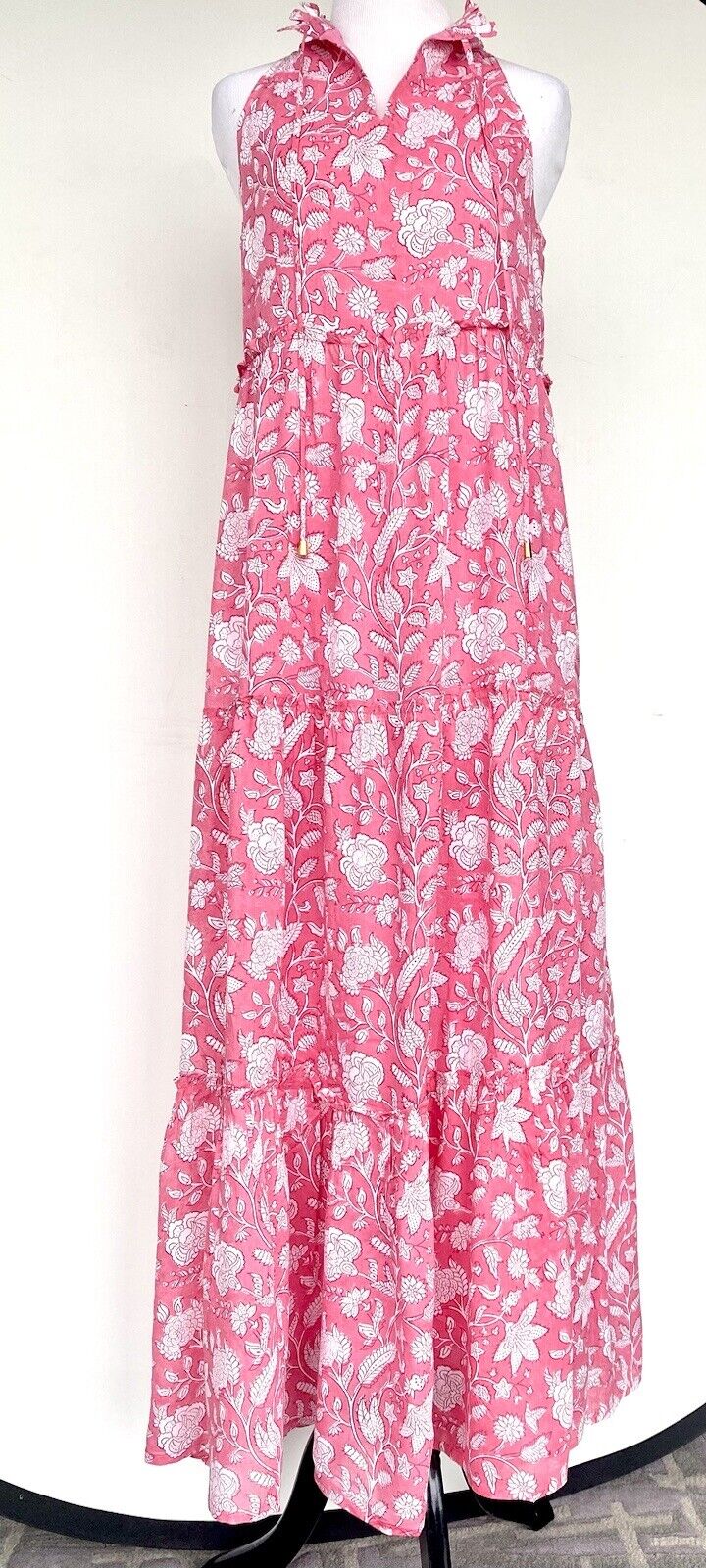 J Marie Emilia Rose ruffle tier maxi dress size S Retail $188 Price $85