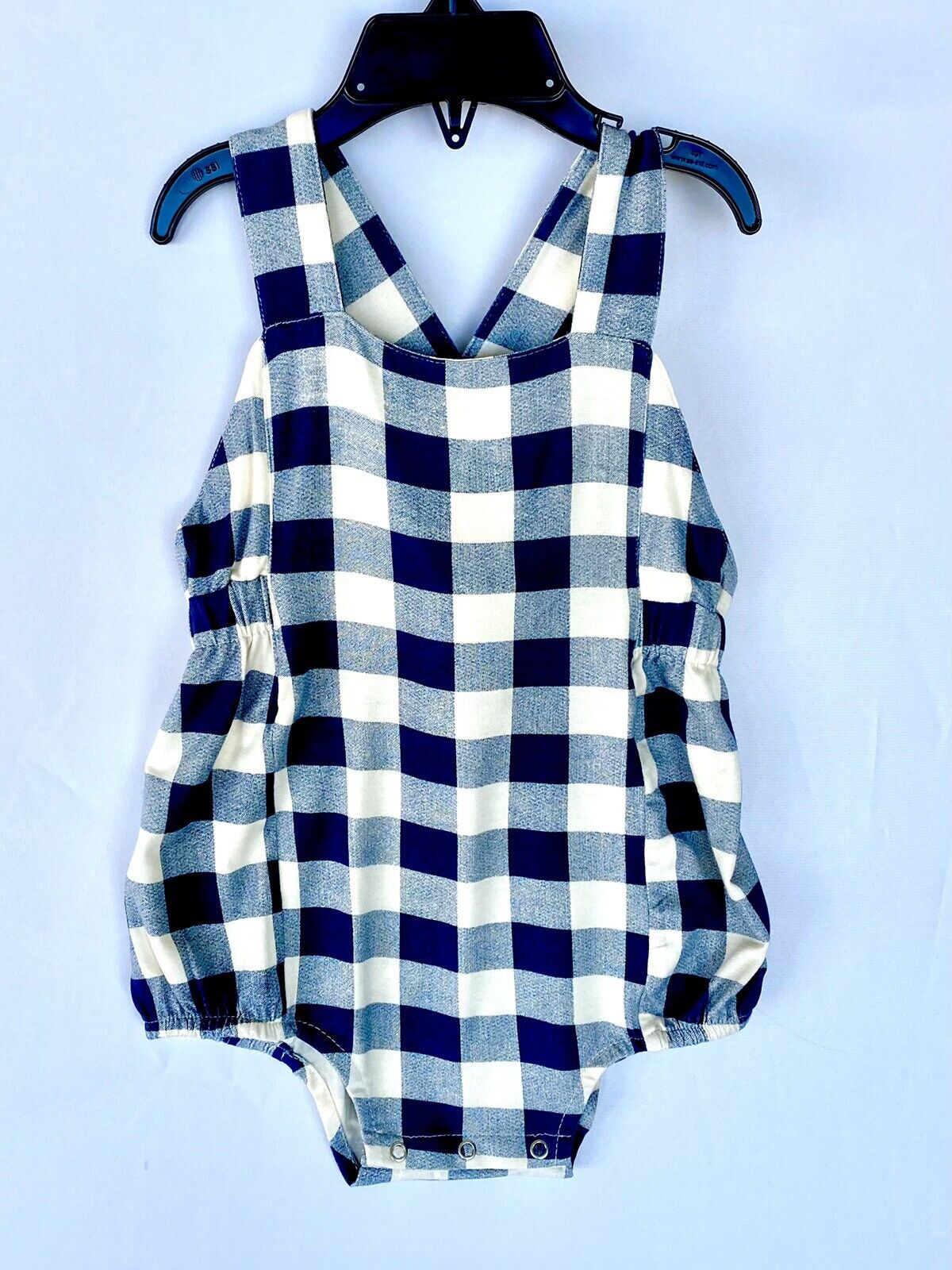 Kate Quinn Bamboo Gingham bubble Romper Retail $38 Price $28 12-18 M Cross back