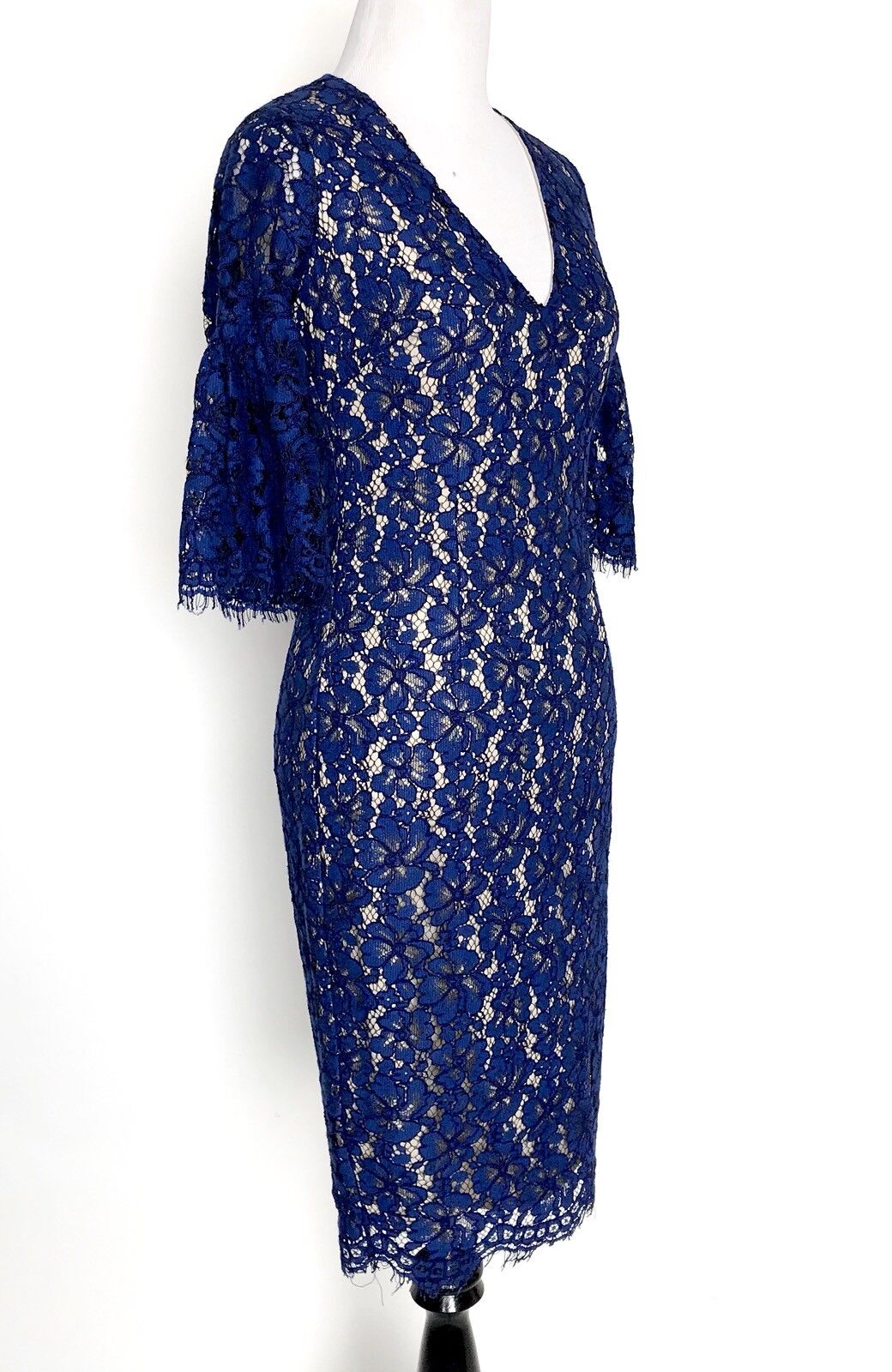 Alexia Admor Blue Lace Dress. Ruffle Bell Sleeve. Retail $265. Price $125 XS NWT