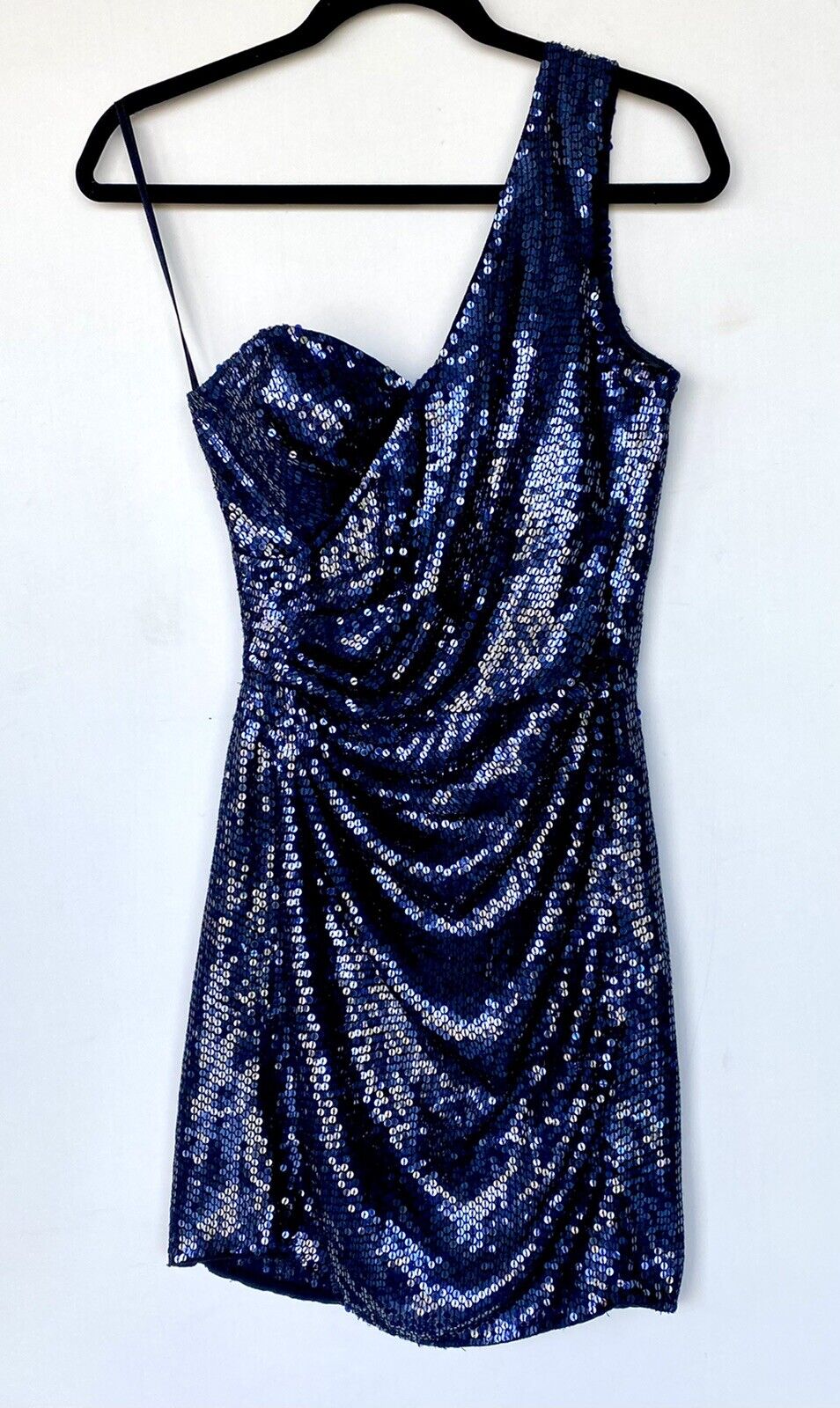 Parker Blue Sequin Cocktail One Shoulder Dress XS Retail $498 Price $128 NWT