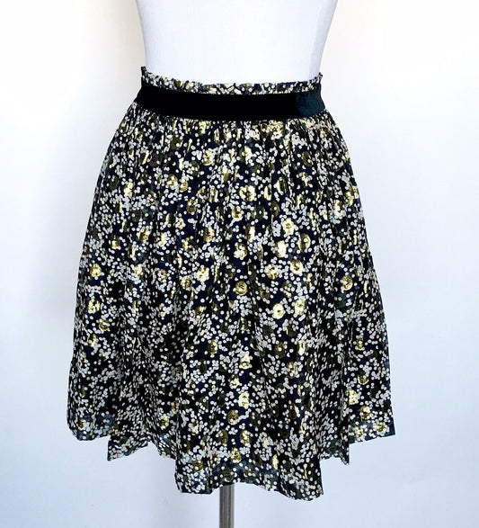 Maison Scotch Scotch & Soda Silk Gold Black Skirt NWT Retail $195 Price $43 XS