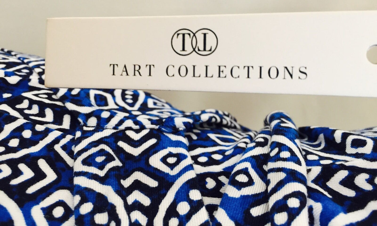 Tart Collections Wrap Dress Blue Black  & White Print NWT Retails $127 Price $44