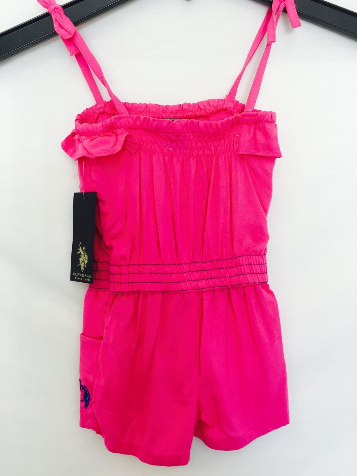 U.S. POLO ASSN. Ruffle pink short Romper. NWT Age 12 M Retails $30 Price $12.50