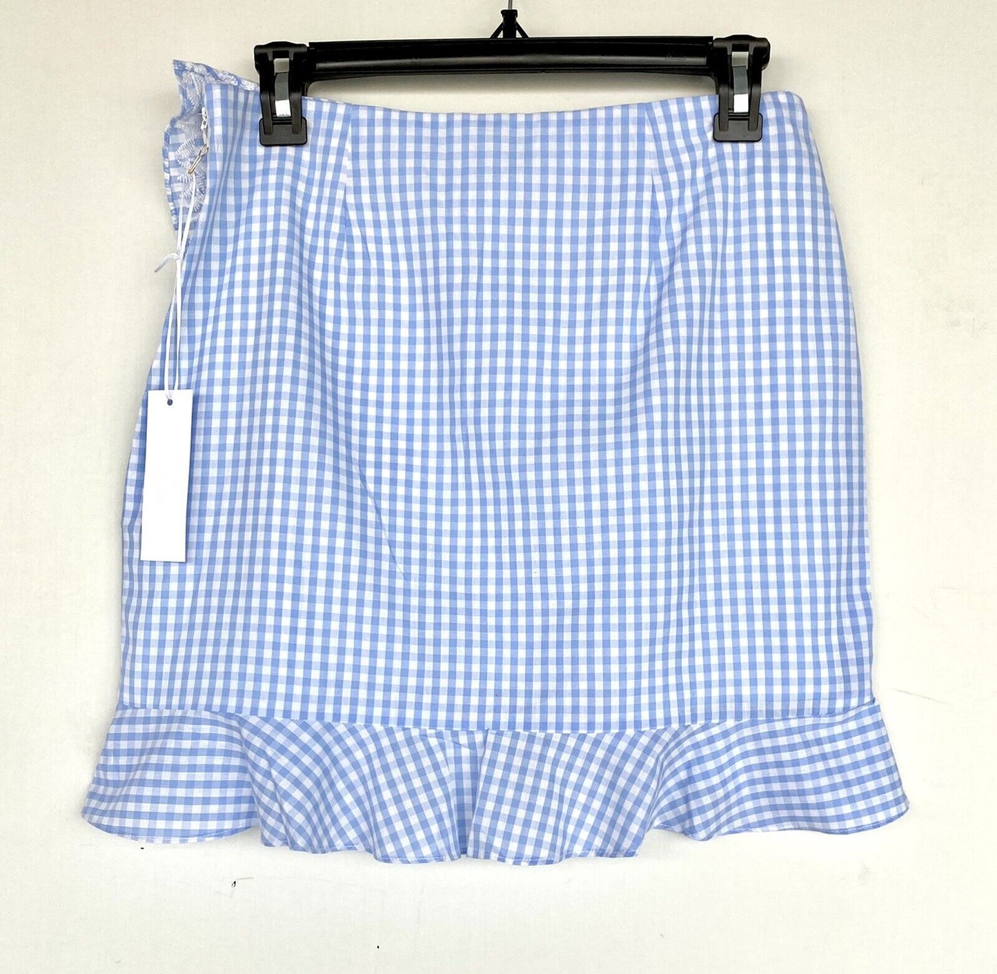 J Marie White embroidered Samm blue check skirt size S Retail $68 Price $34 NWT