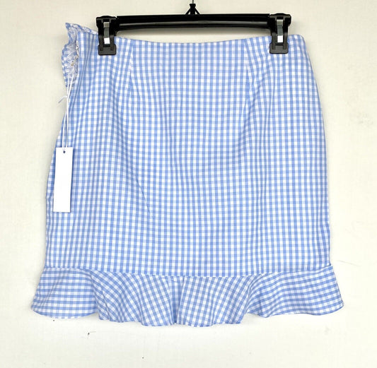 J Marie White embroidered Samm blue check skirt size S Retail $68 Price $34 NWT