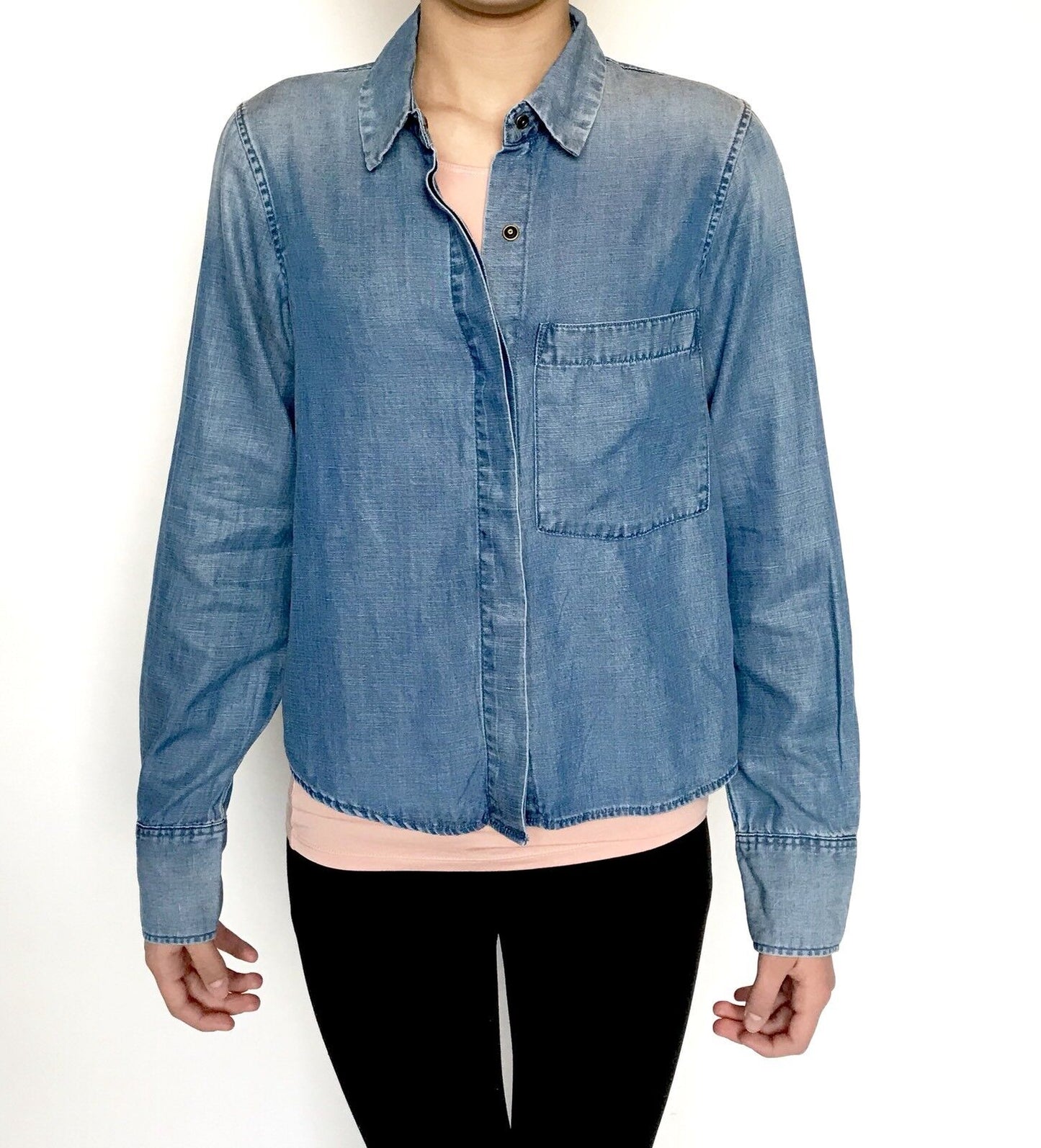 AllSaints Biella Light Denim Shirt NWT Retail $160 Price $75 Size 2 All Saints