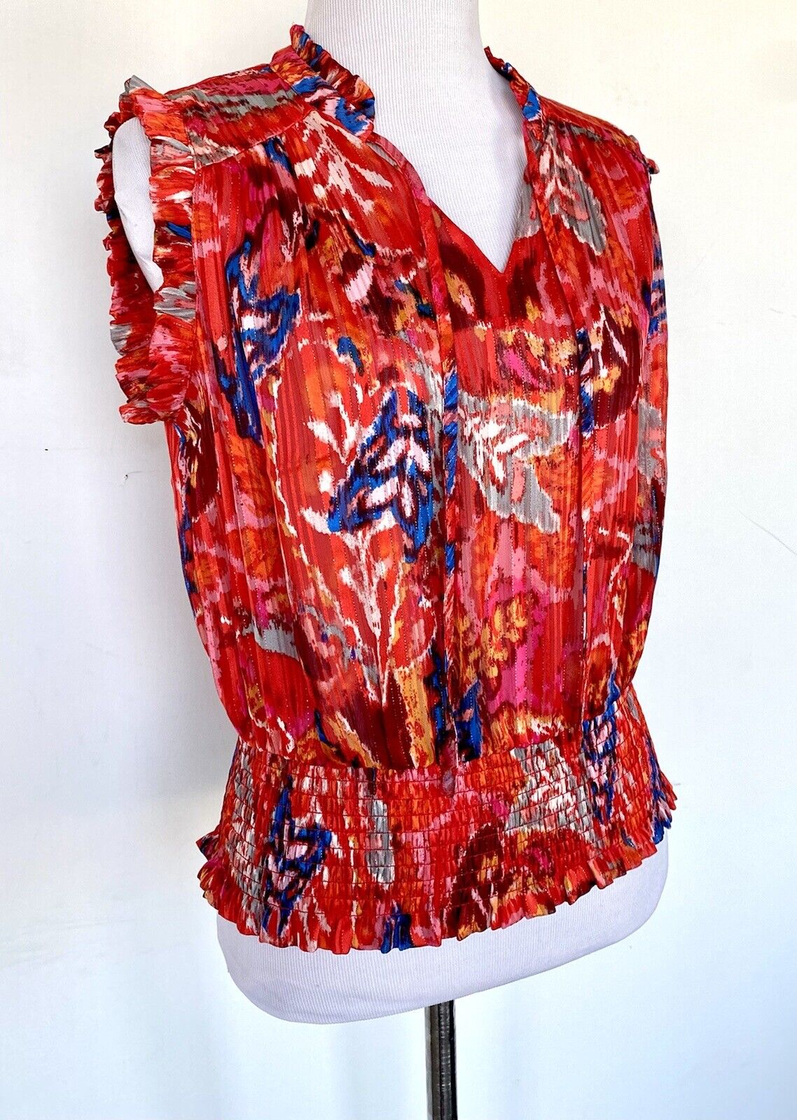 Rachel Zoe Ruffle Sleeve  Smocked Waist Top Size XS Retails $69 Price $45 NWT