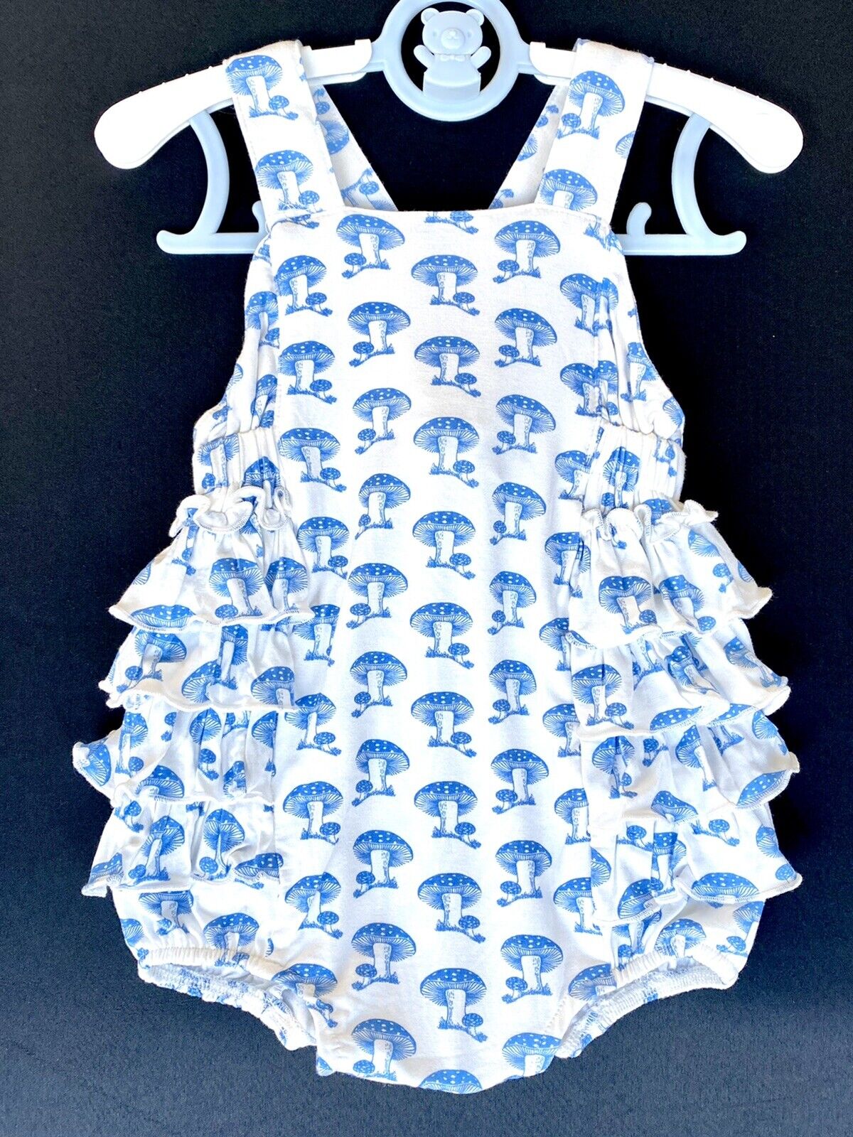 Kate Quinn Bamboo Side Ruffle Bubble Romper Retail $42 Price $34 0-3 M Toadstool