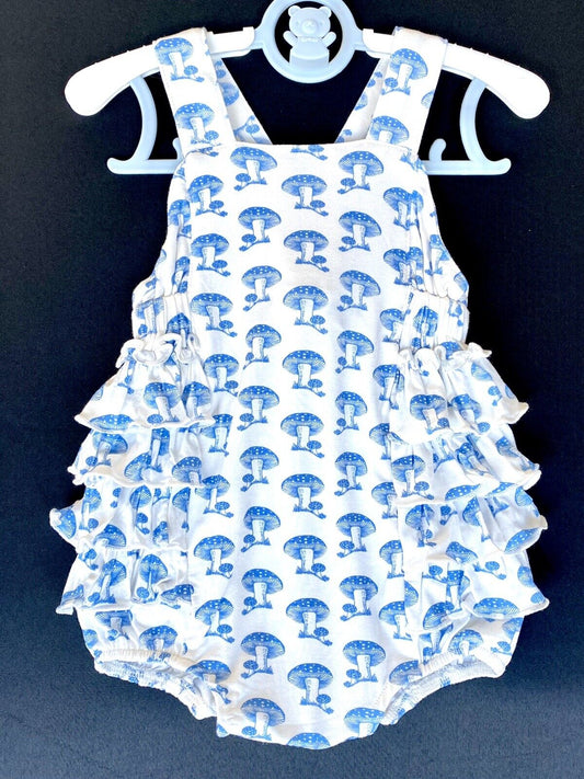 Kate Quinn Bamboo Side Ruffle Bubble Romper Retail $42 Price $34 0-3 M Toadstool