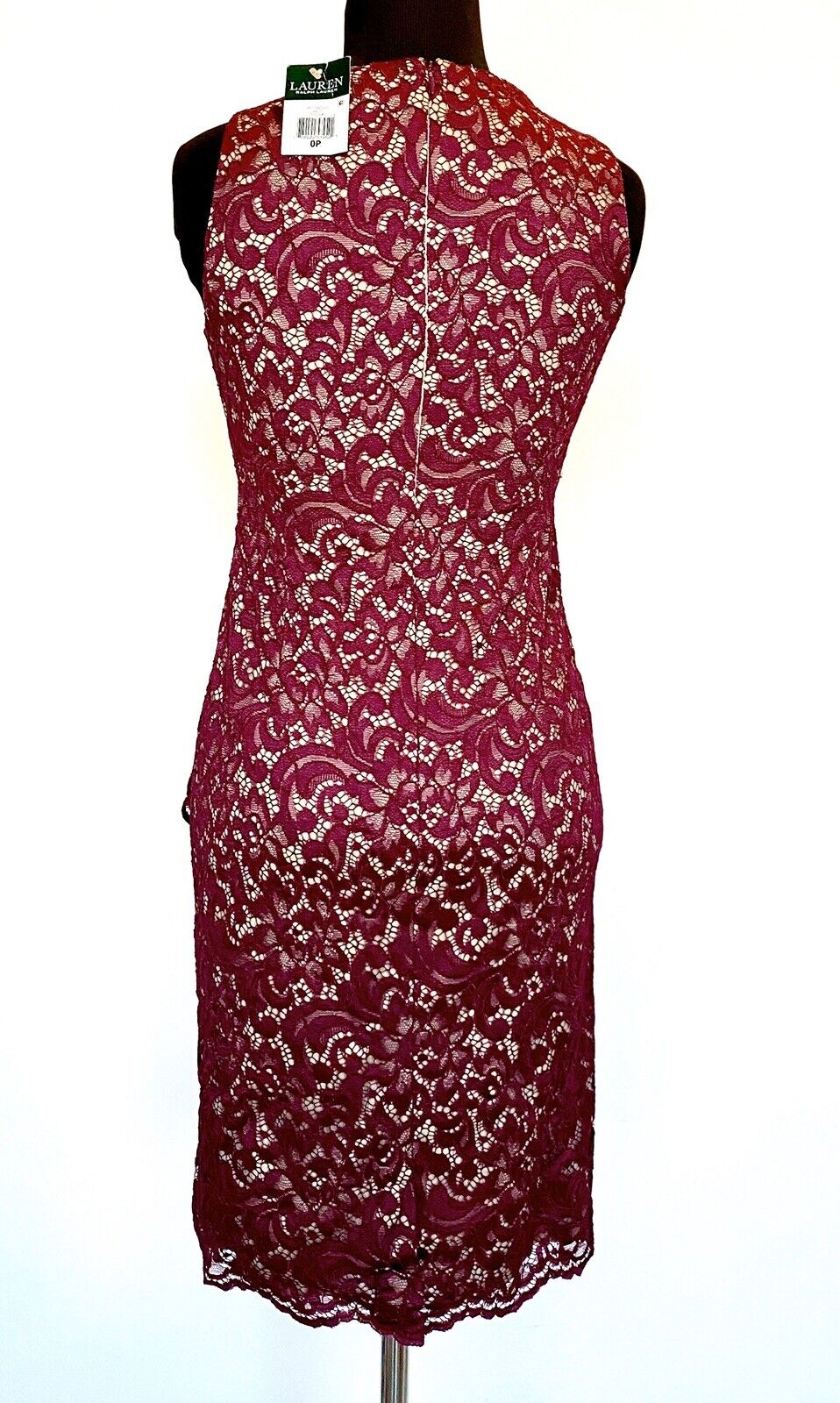 LAUREN RALPH LAUREN  Maroon / Purple Lace Dress 0P Retail $180 Price $49 NWT