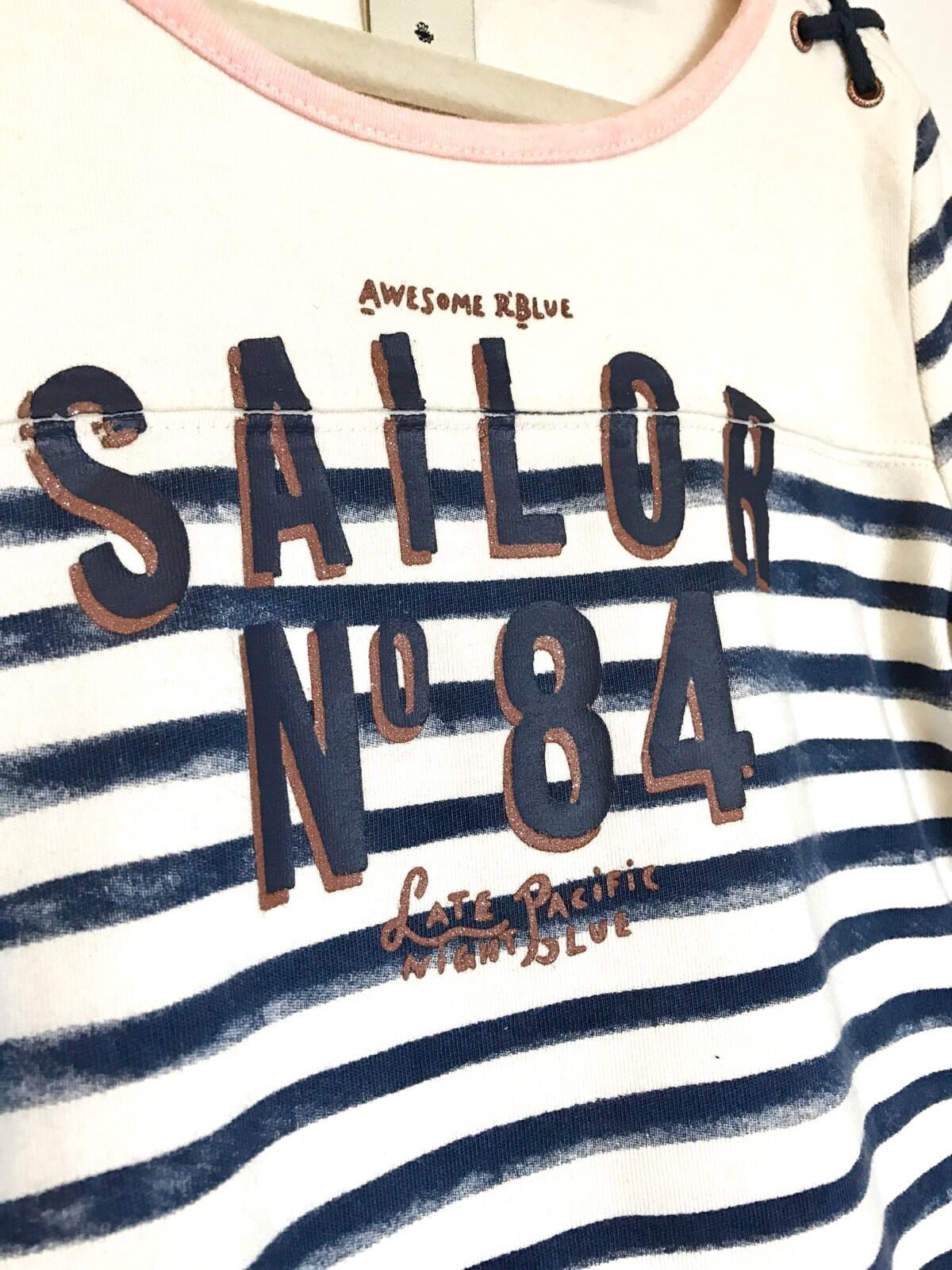 Scotch R'Belle Breton Cream & Blue Stripe Shirt.NWT Age 8 Retail $55 Price $38