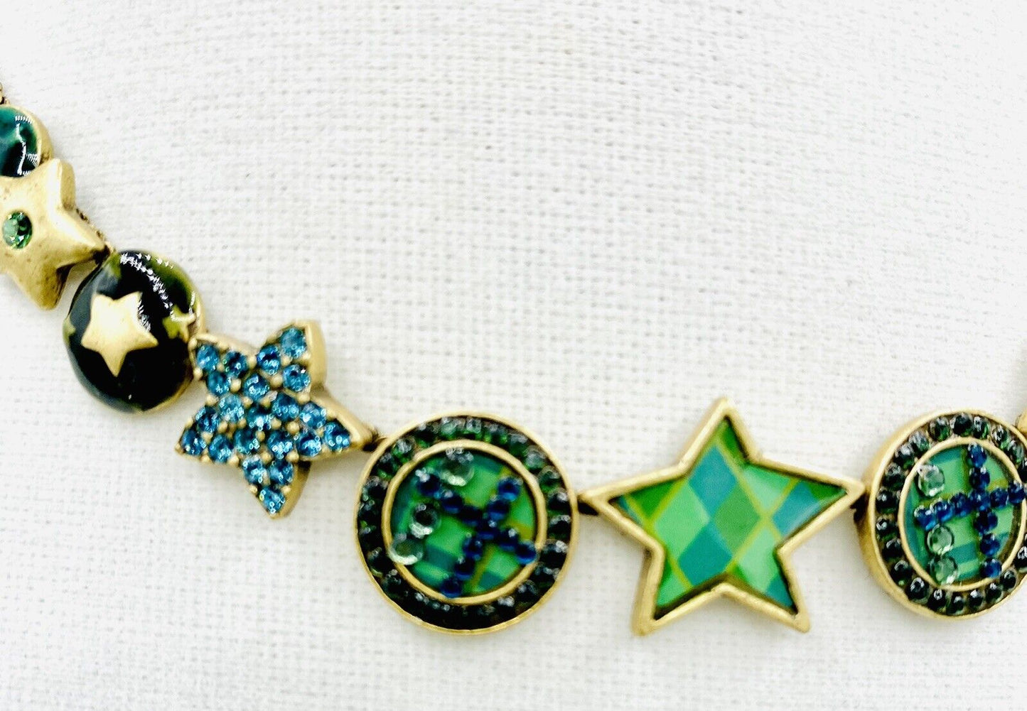 Pilgrim Swarovski Crystal Necklace Green & Blue 14ct Gold Plated Price $19