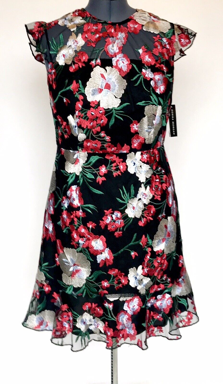 Donna Morgan Floral Embroidered Dress size 12 Retail $158 Price $76 NWT