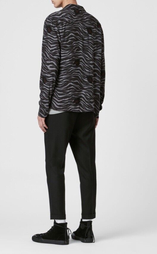 AllSaints Lazaro LS Shirt  Retail $128 NWT Price $69 Size S Black Grey