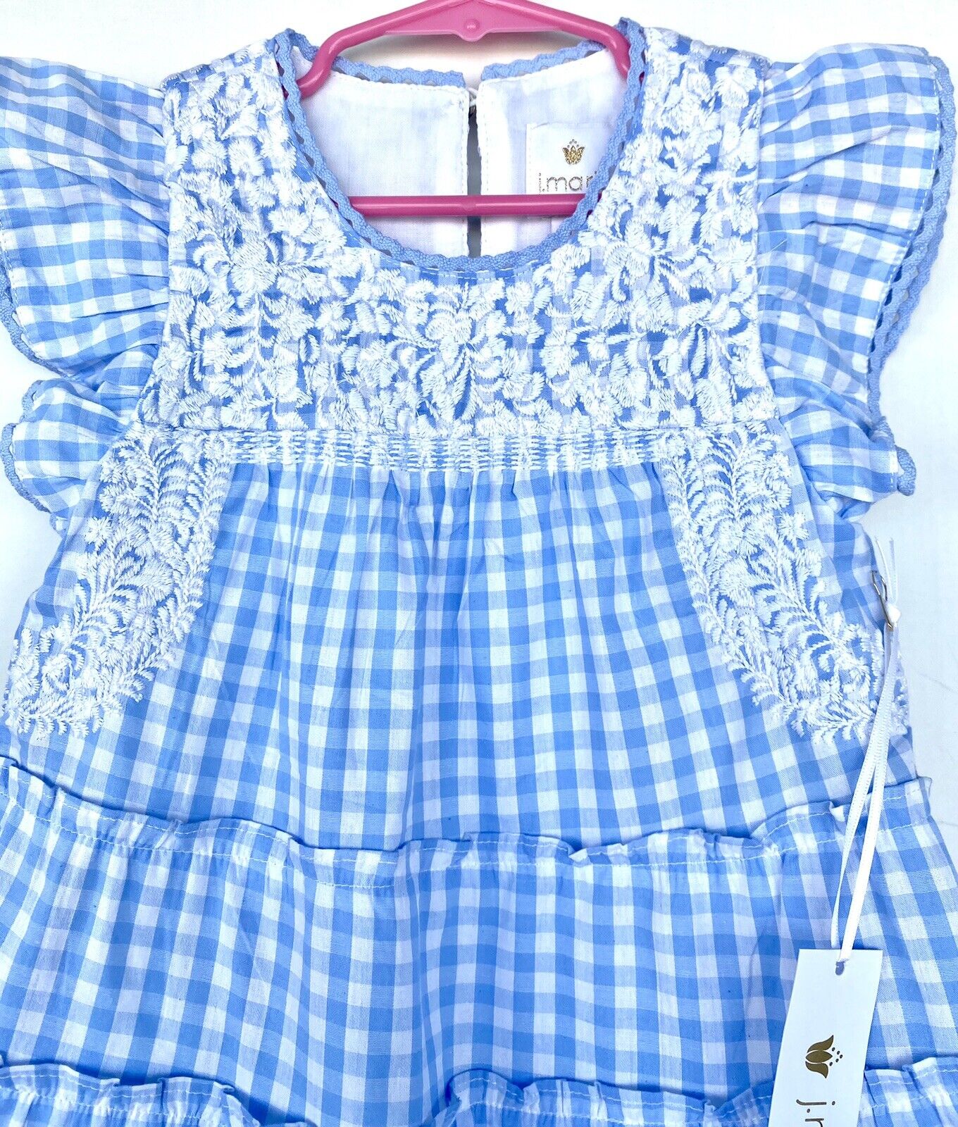 J Marie embroidered Juniper Dress 5T Retail $102 Price $49 Gingham Blue