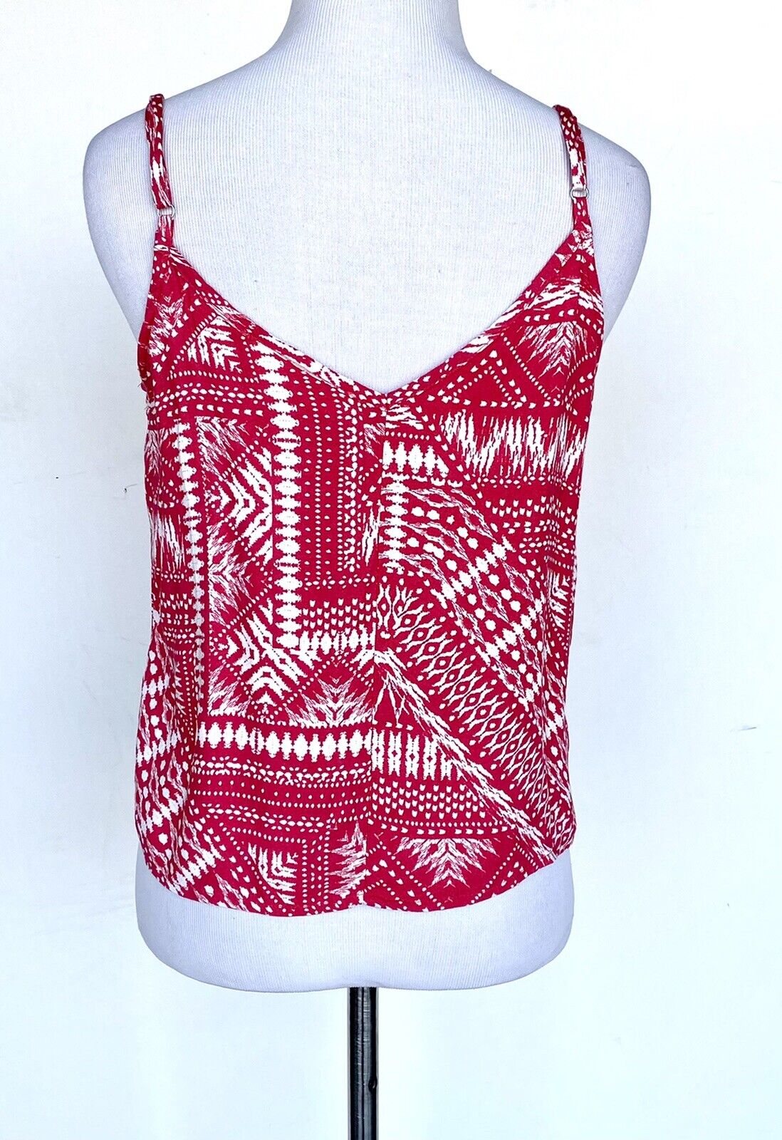 The Impeccable Pig Cherry Red Aztec Tank Top Retail $48 Price $19.20 Small