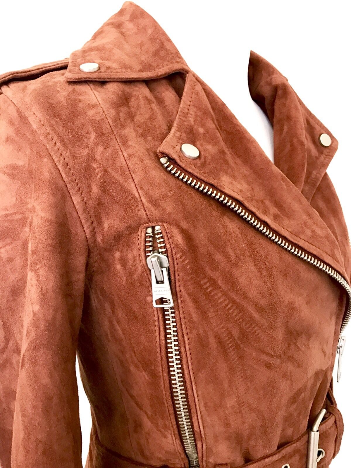 AllSaints Chiltern Brick Brown Leather Coat. NWT Retail $830 Price $455 Size 00