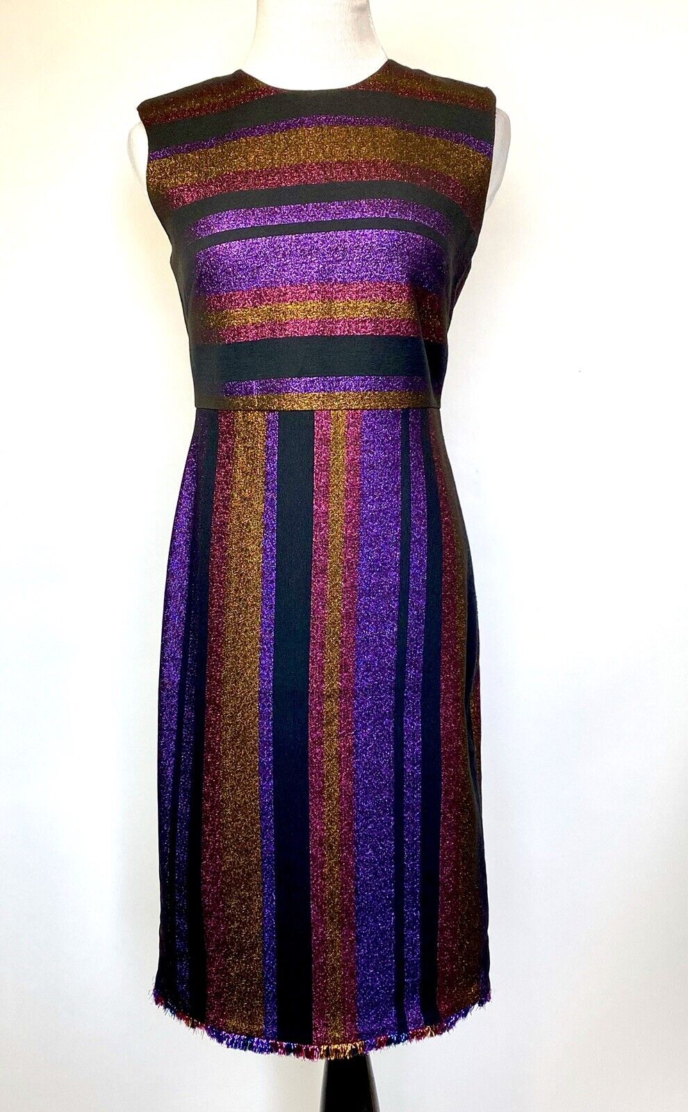 Diane Von Furstenberg Metallic Stripe Dress. NWT Retail $548  Price $198 Size 6