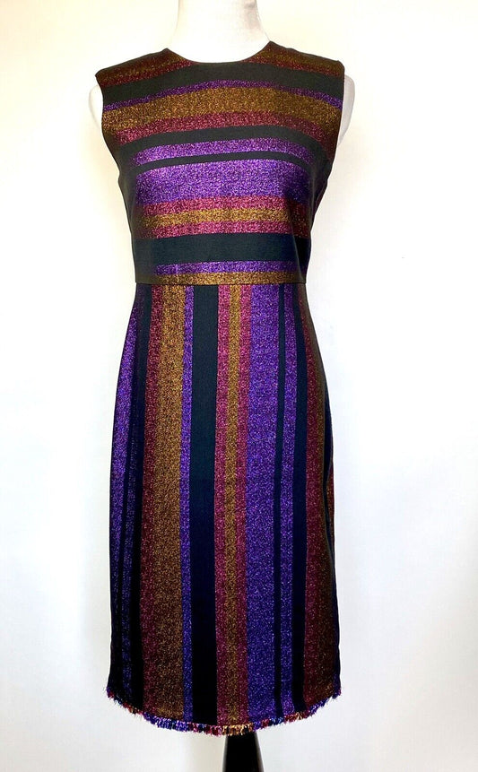 Diane Von Furstenberg Metallic Stripe Dress. NWT Retail $548  Price $198 Size 6