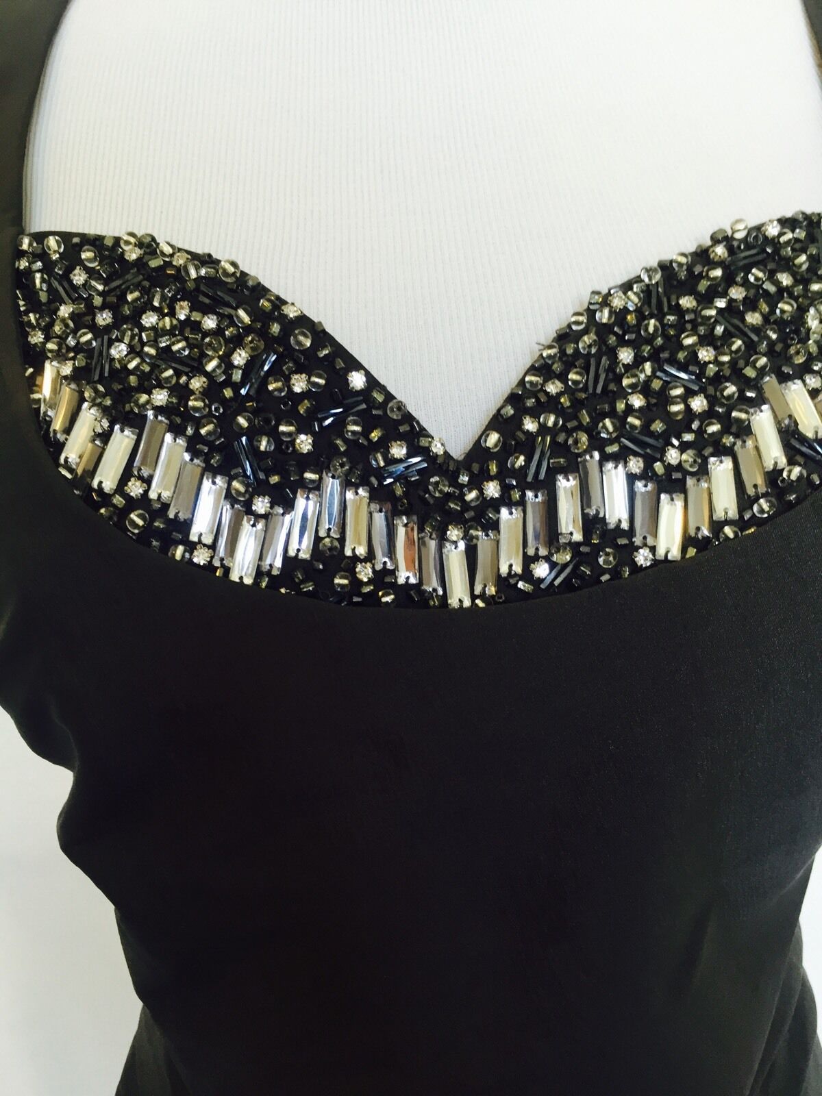 Dalia MacPhee Silver gray Formal Prom, Cocktail Dress Diamanté NWT Sz 4 $45